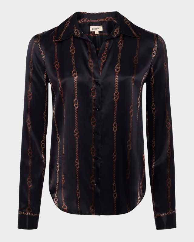 Tyler Chain-Printed Silk Blouse